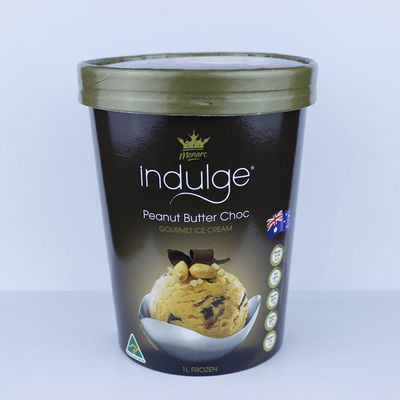 34oz Recycled Ice Cream Cups , Printed 1000ml Ice Cream Takeaway Containers With Lid