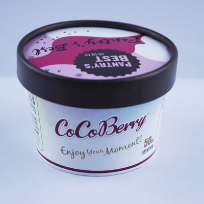 Customized Ice Cream Paper Container , Yogurt 3 Ounce Ice Cream Cups With Lid