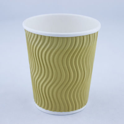 Double Wall Disposable Ripple Coffee Cups With Lids Biodegradable