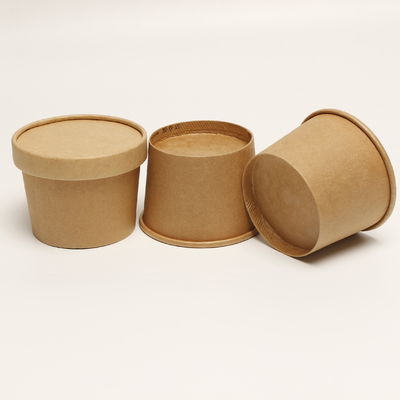 Heat Resistant Soup Paper Cup With Lid Disposable Kraft Take Away Bowl