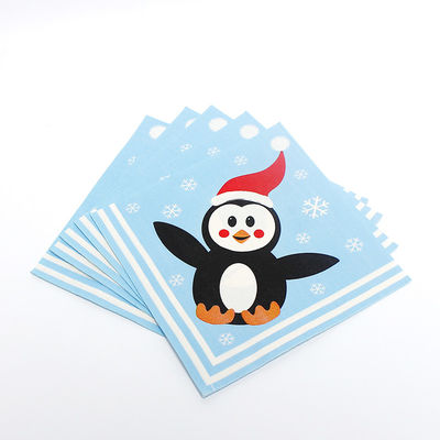 17gsm Printed Paper Dinner Napkins , Towel Tissue Blue Paper Serviettes